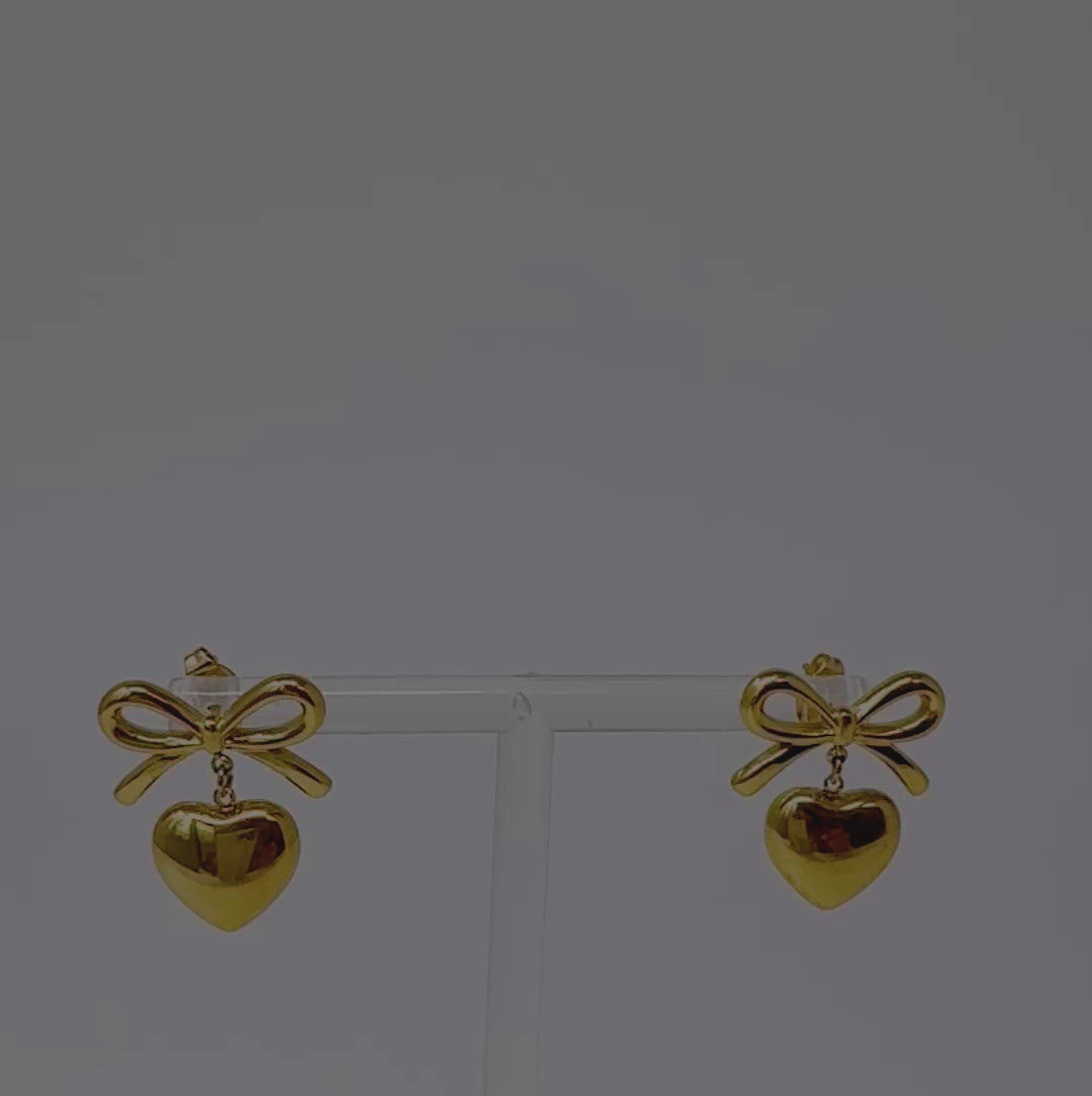 Earrings with mini bow & mini heart